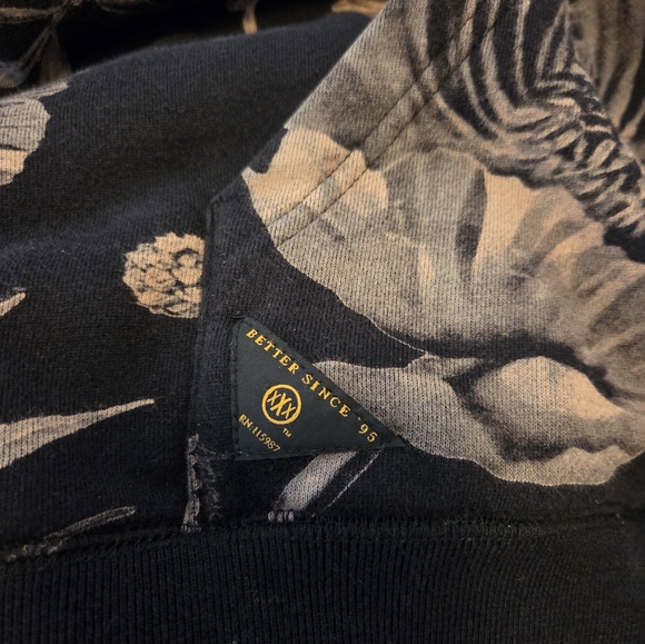 Men's Black Floral Hoodie - Picture 7 of 7